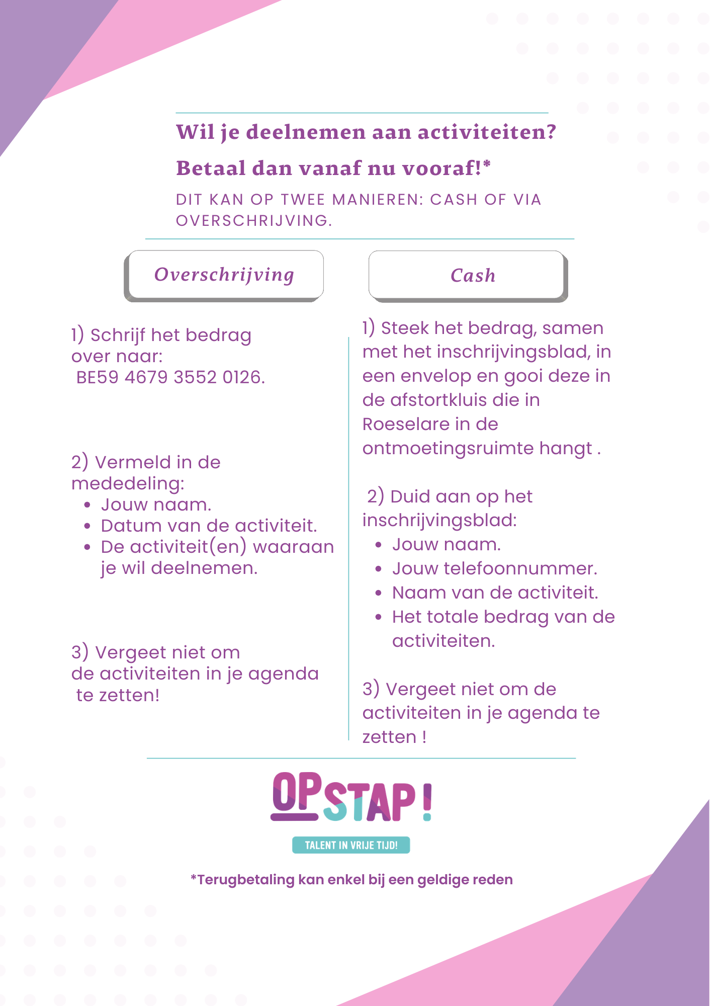 Inschrijven activiteiten 